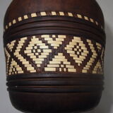 Old bottle in leather