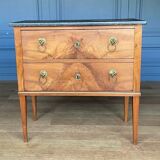 Chest of drawers two drawers restoration black marble heads of lions XIX century