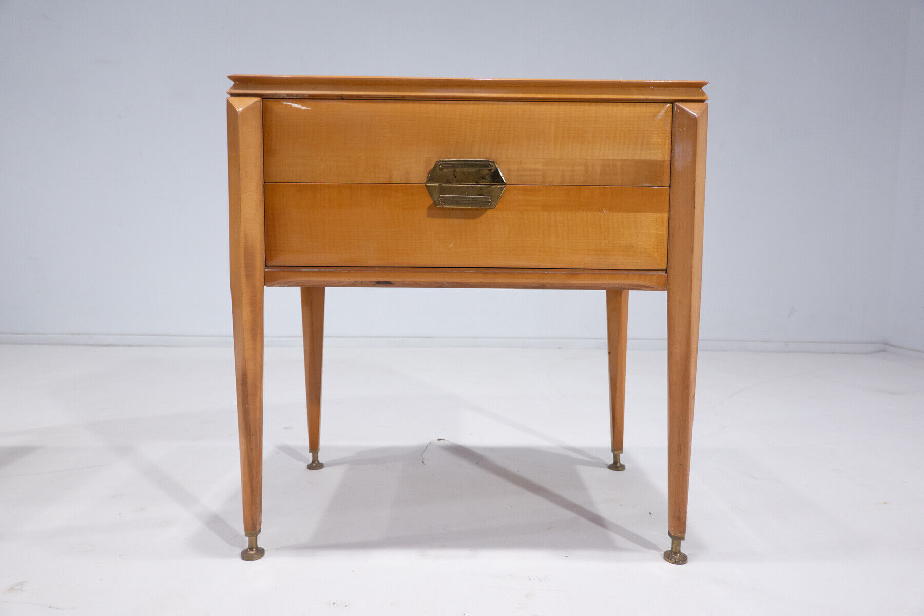 Mid-century modern pair of wooden nightstands, italy, 1960s