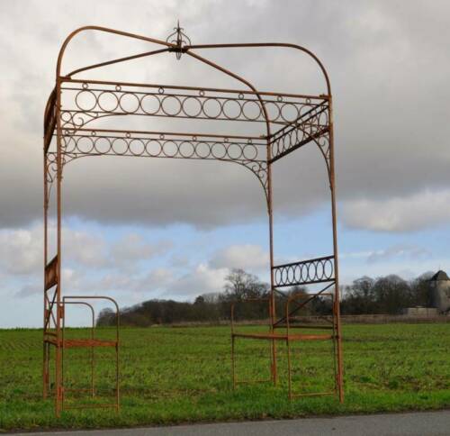 Gloriette / iron garden pergola with 2 benches