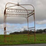 Gloriette / iron garden pergola with 2 benches