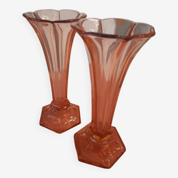 2 vases orangeArt Deco de Val Saint Lambert