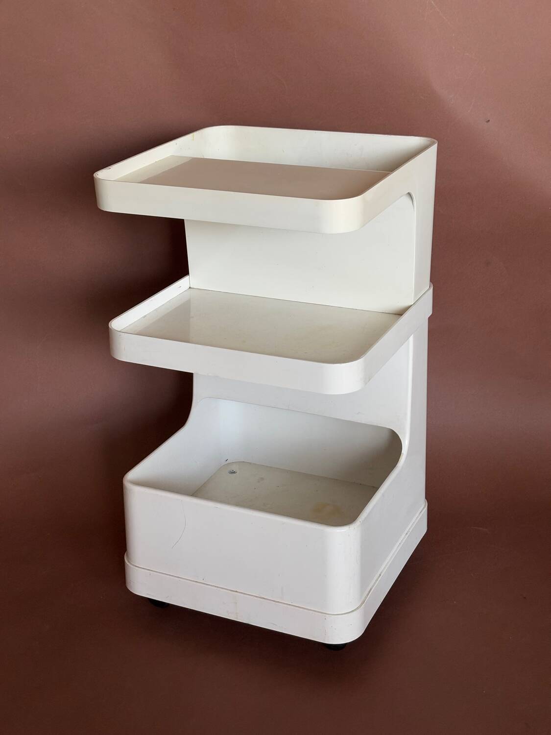Flair Plastic Trolley on Wheels White 1970s Space Age Vintage