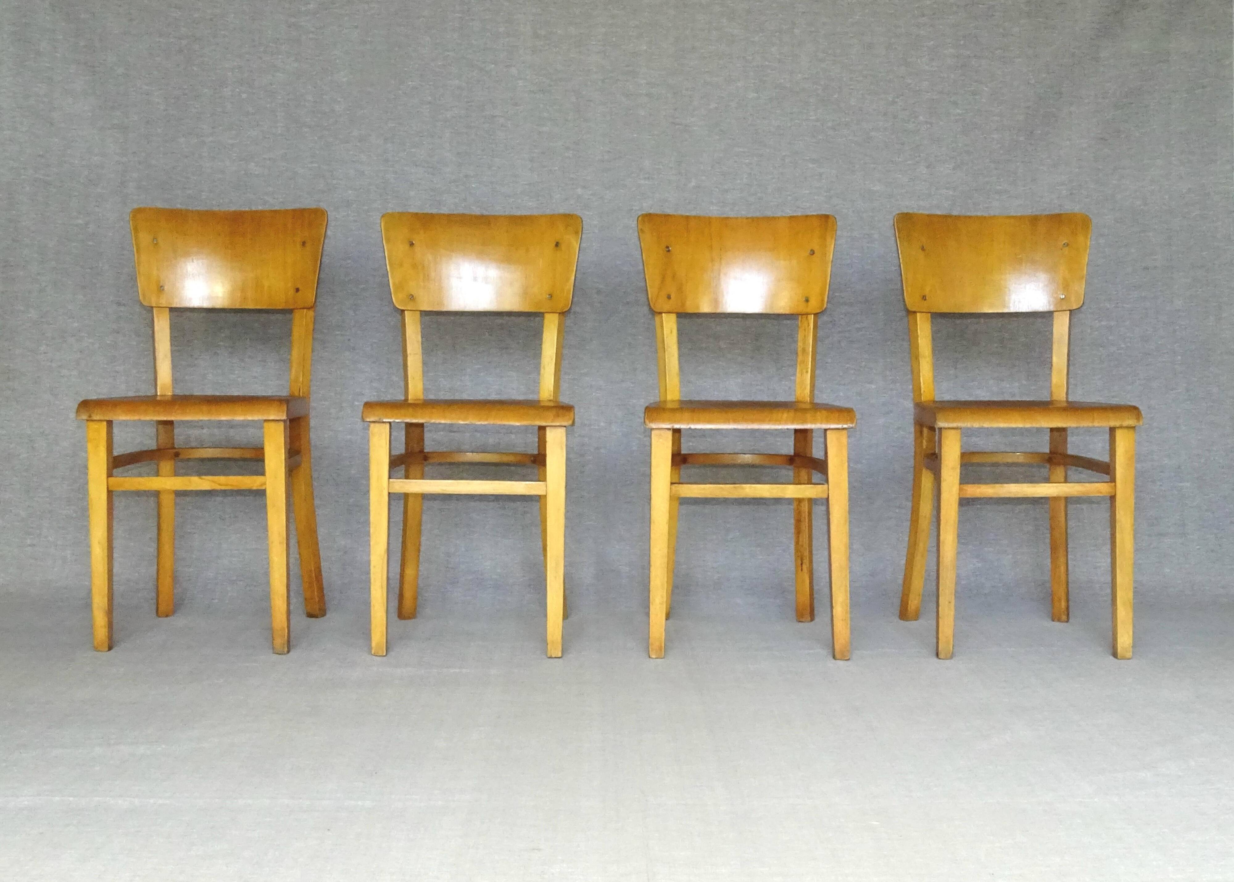 Set of 4 chairs THONET bistrot 1970
