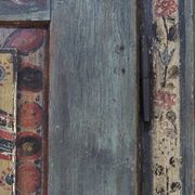 Antique Rustic Farmhouse Folk Art Painted Bridal Cabinet 1842