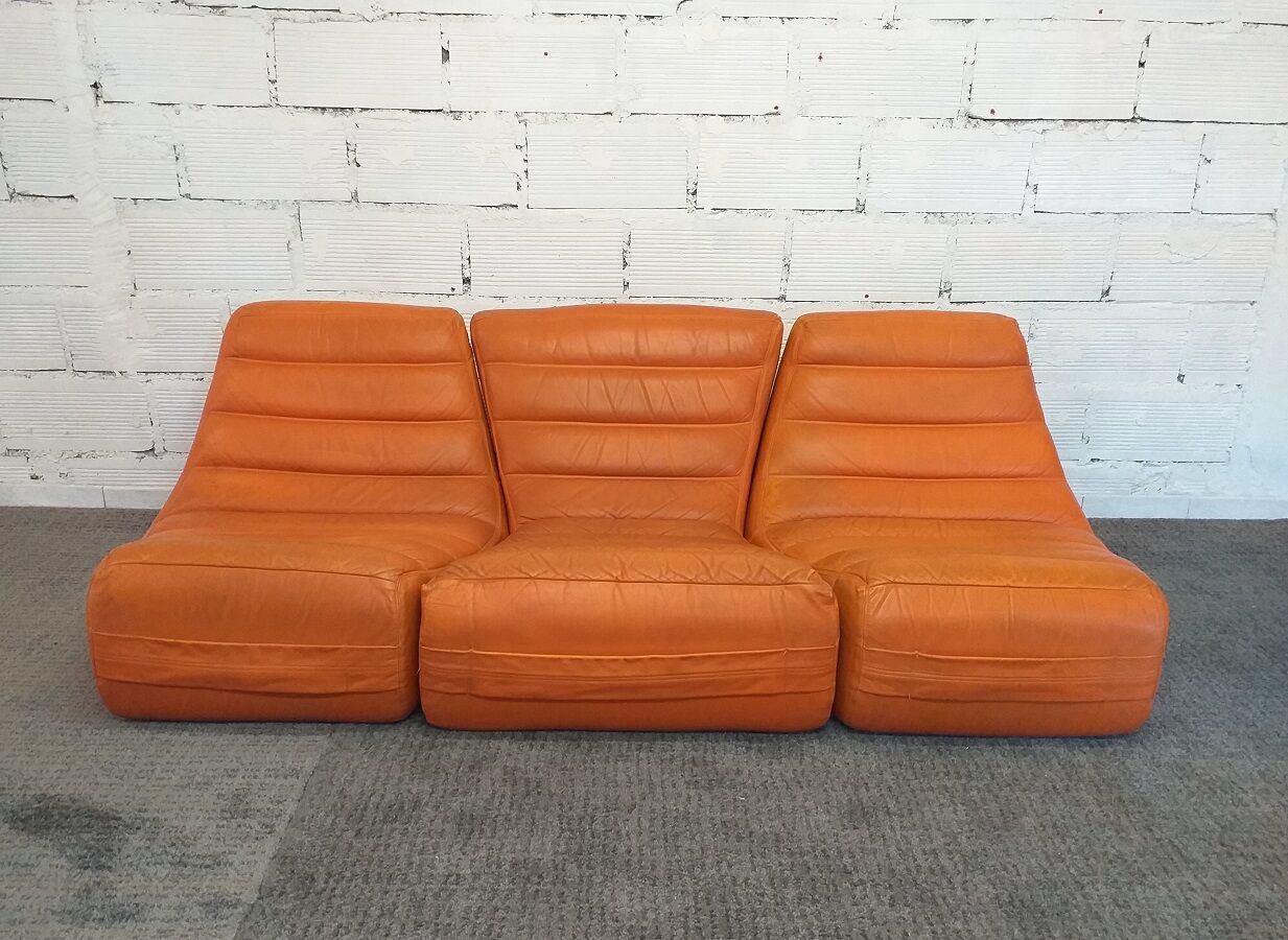 Leather sofa Saparella design Michel Ducaroy 70