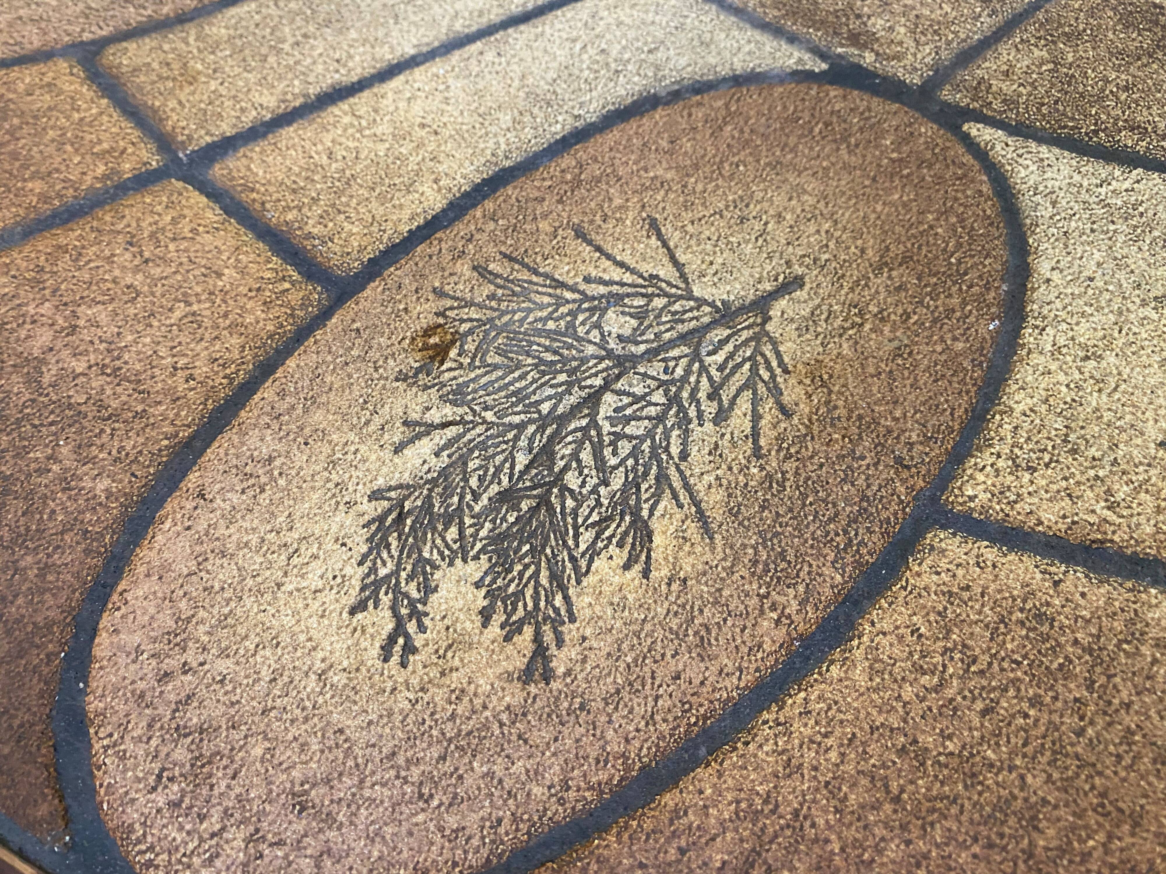 Round oval ceramic coffee table by Barrois Vallauris, 1960, herbarium model