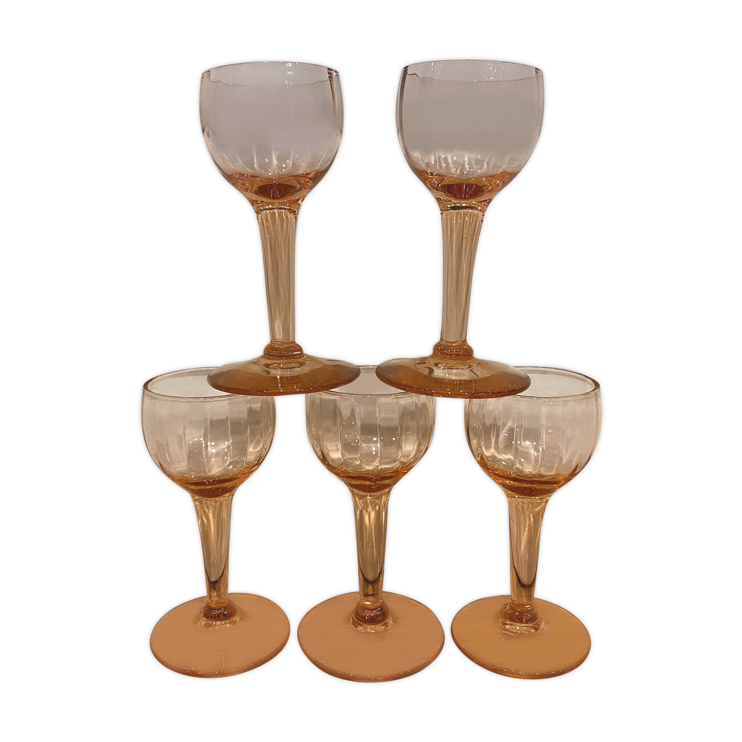 Set of 5 pink liquor glasses