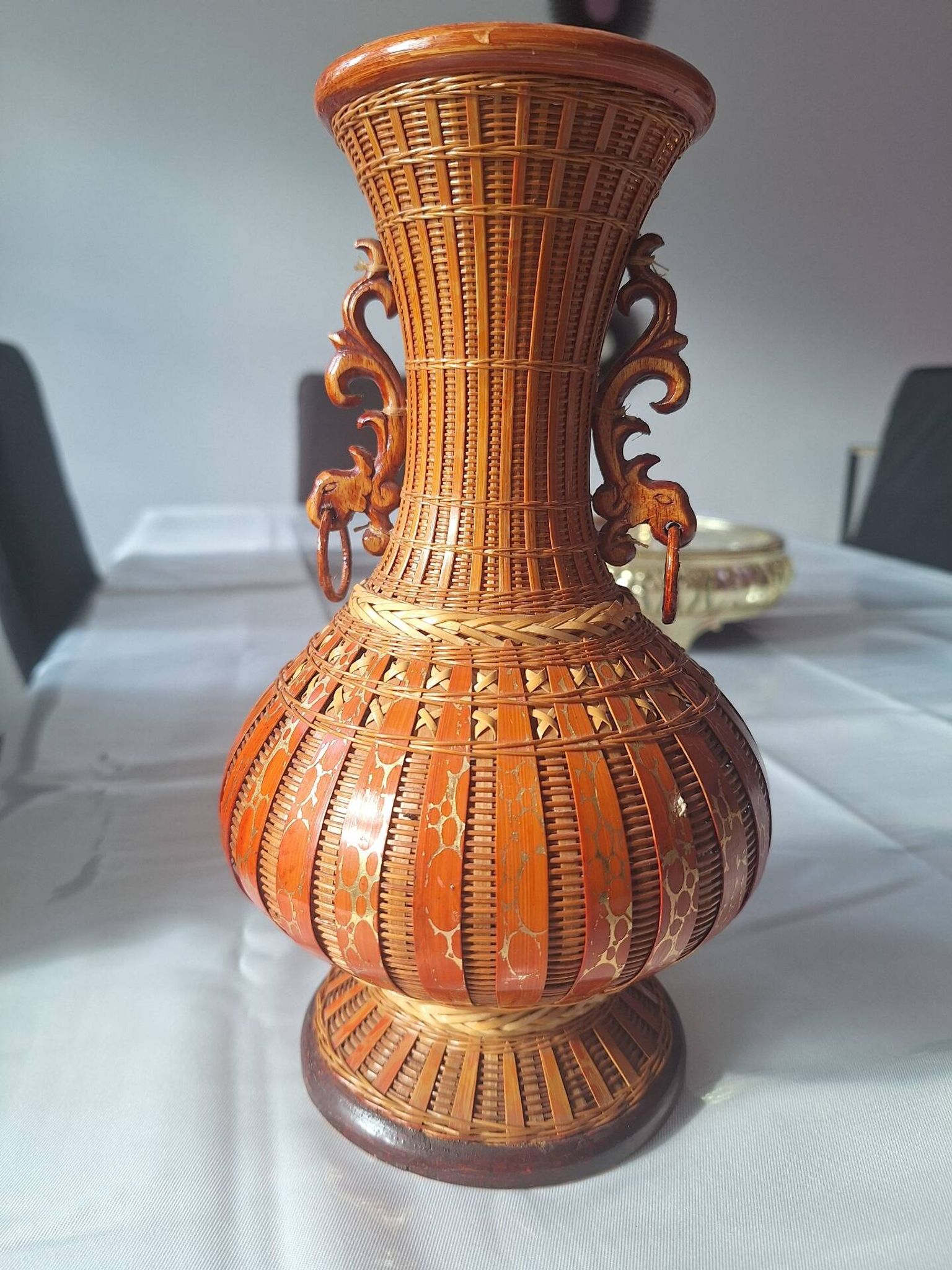Wood and bamboo vase