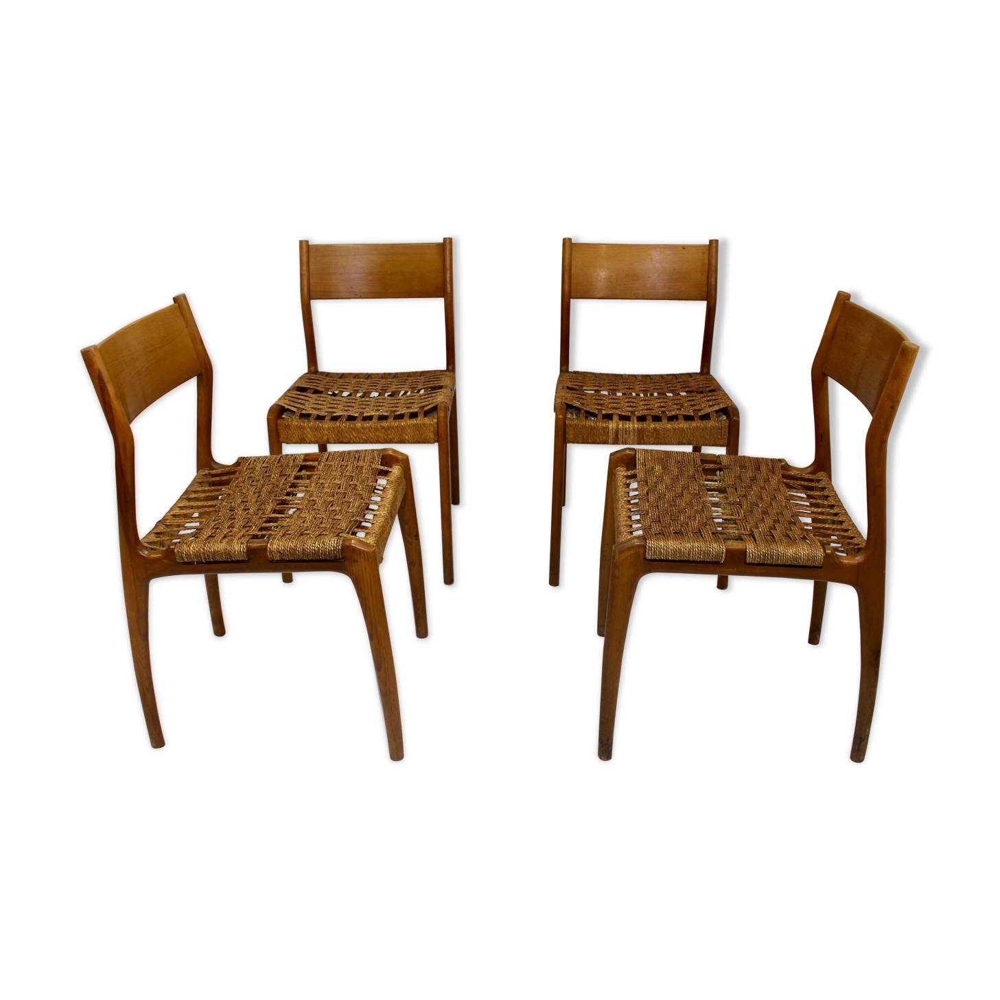 Lot de 4 chaises en chêne design italien de Consorzio Sedi Friuli 1960