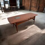 Vintage teak coffee table with mosaic accent