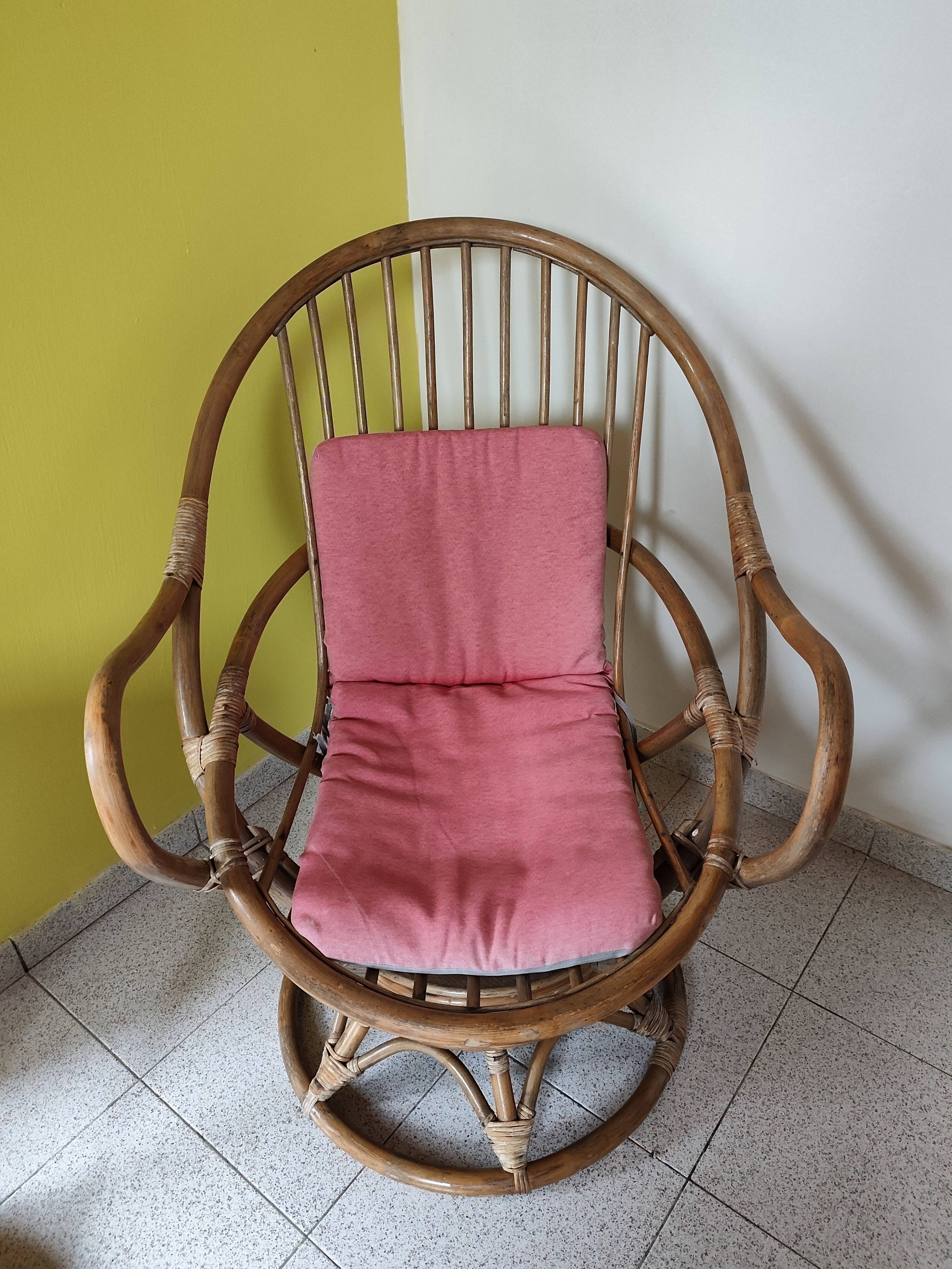 Vintage rattan swivel chair