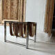 Vintage chrome steel and leather magazine rack – 1970s