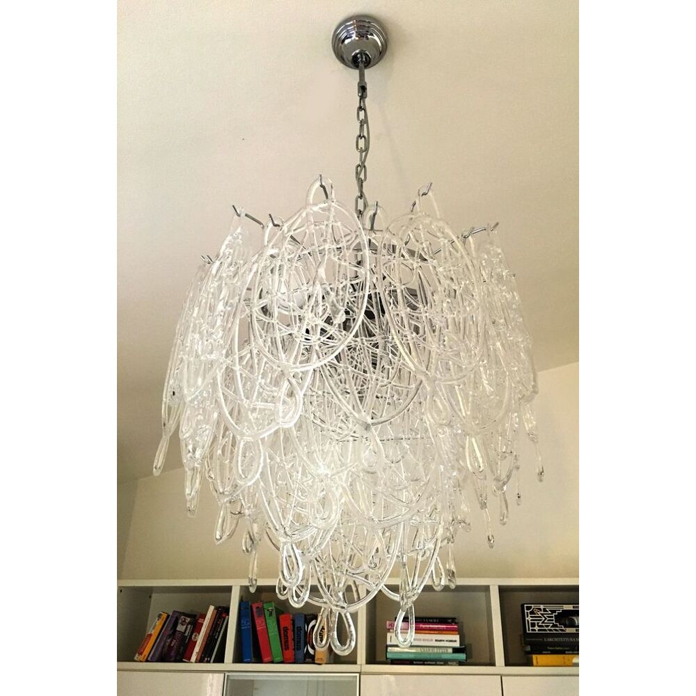 Clear “ragnatela” murano glass chandelier d60