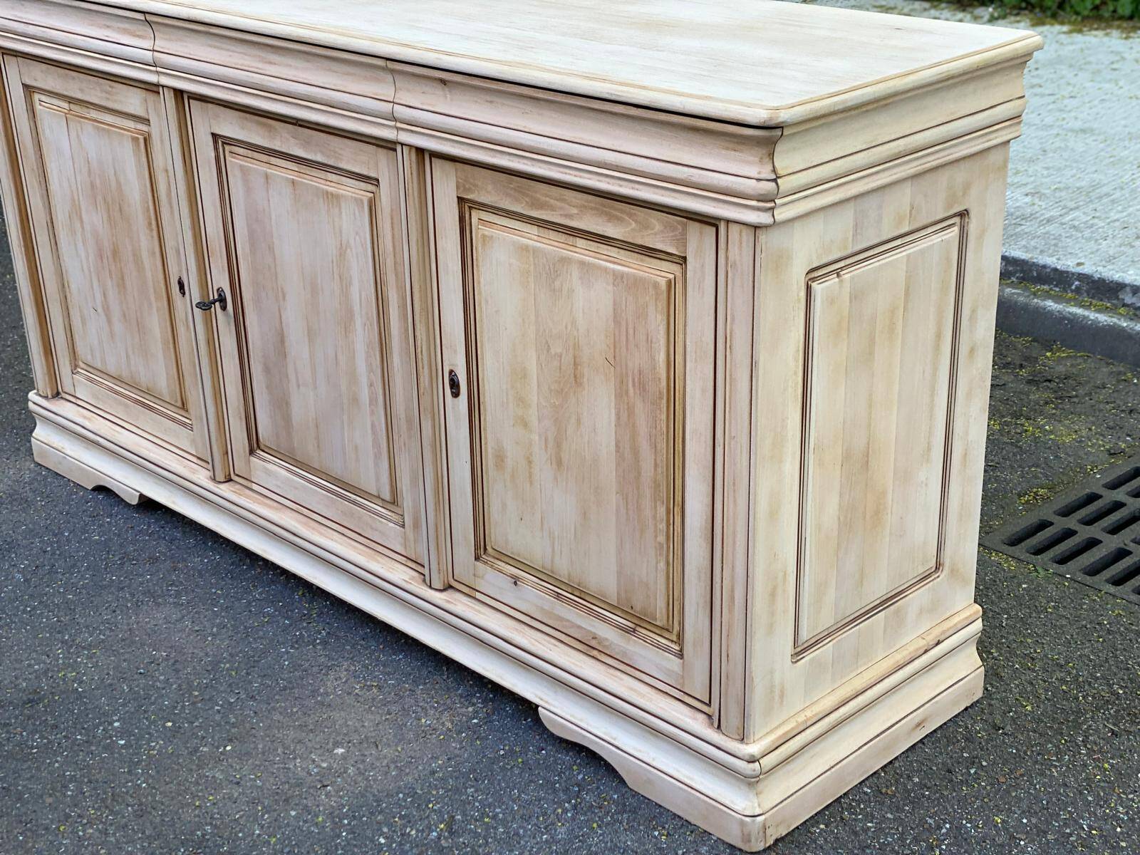 Louis Philippe rustic buffet, vintage, renovated in solid wood, 185cm.