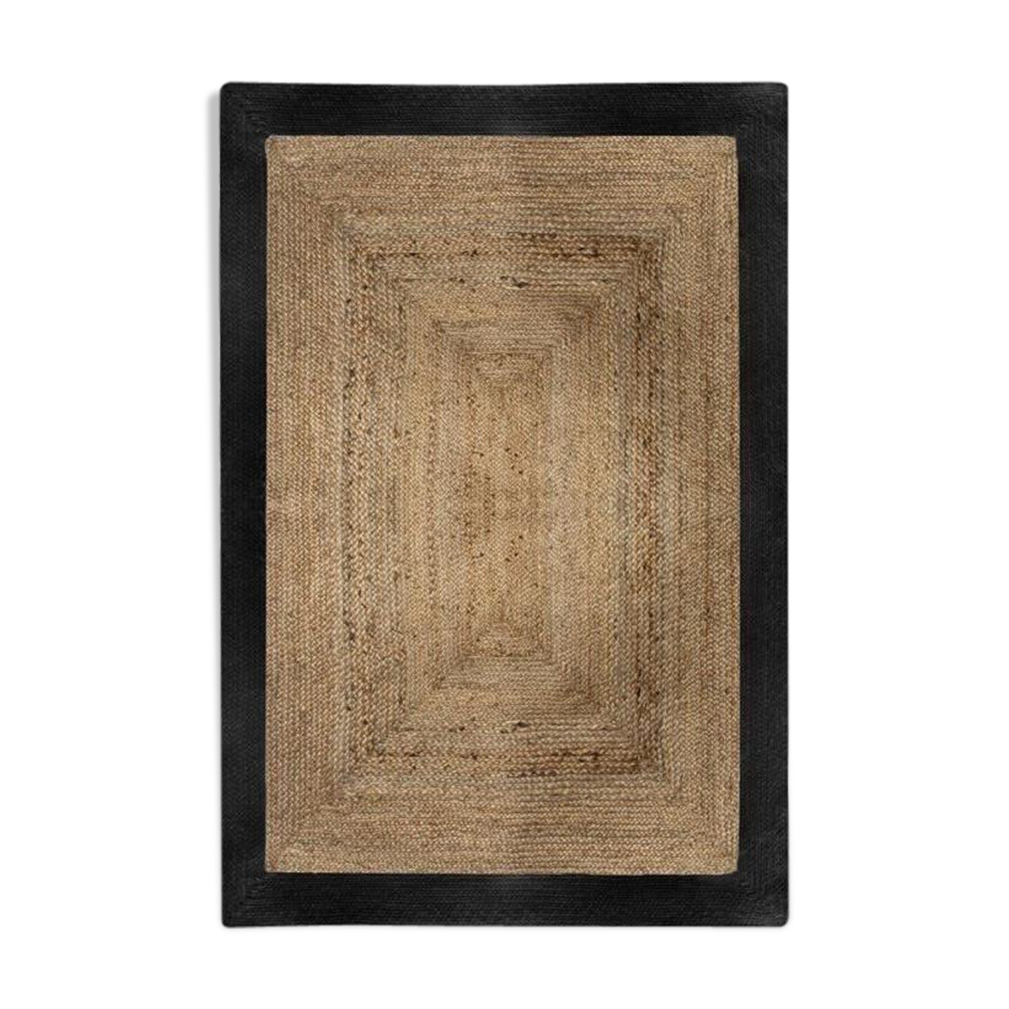 Tapis jute et coton beige et noir 120x170 cm