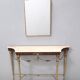 Vintage walnut console with a portuguese pink marble top and brass frame, italy