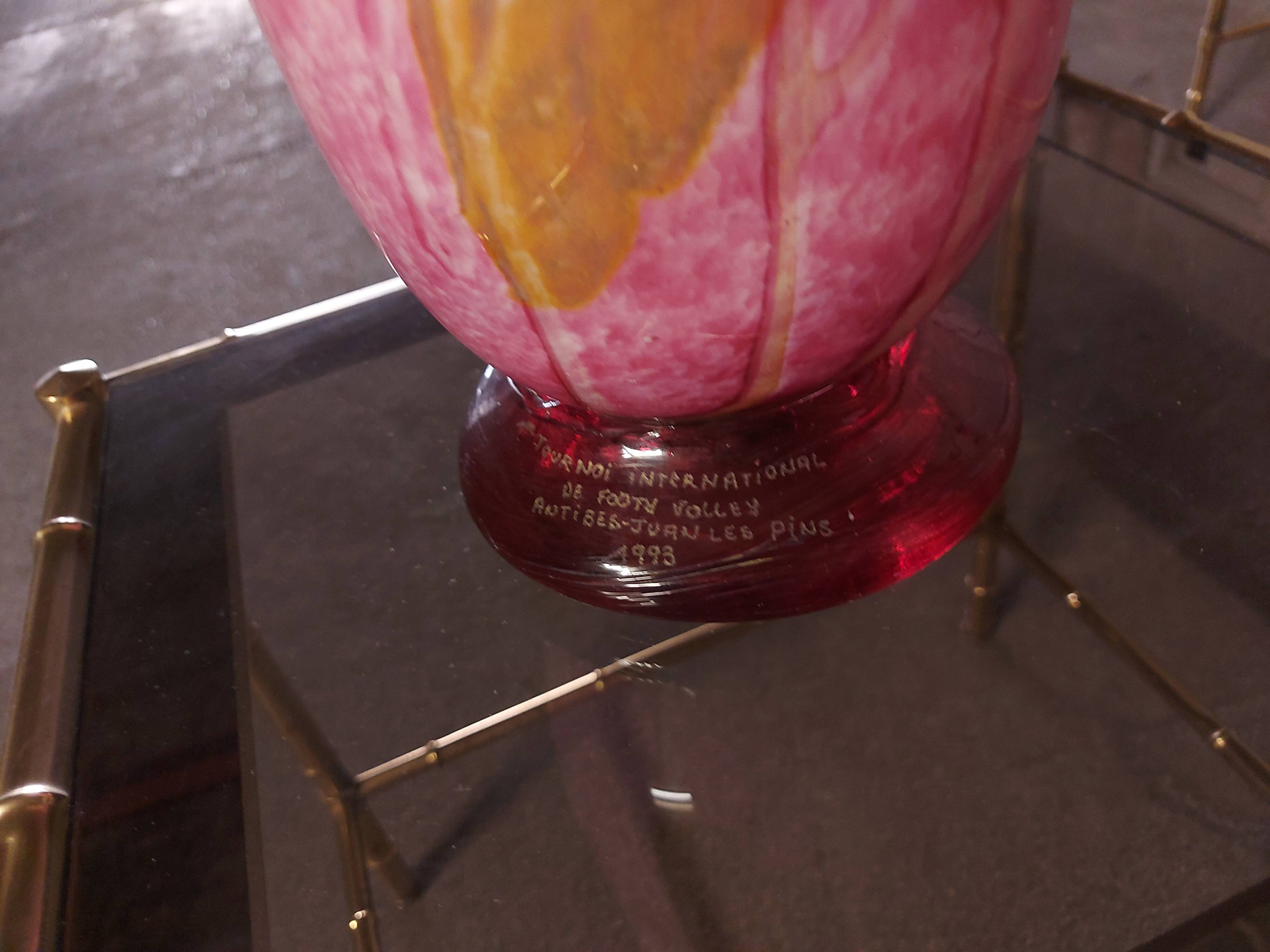 LARGE BIOT BLOWN GLASS VASE, SABA FRERES