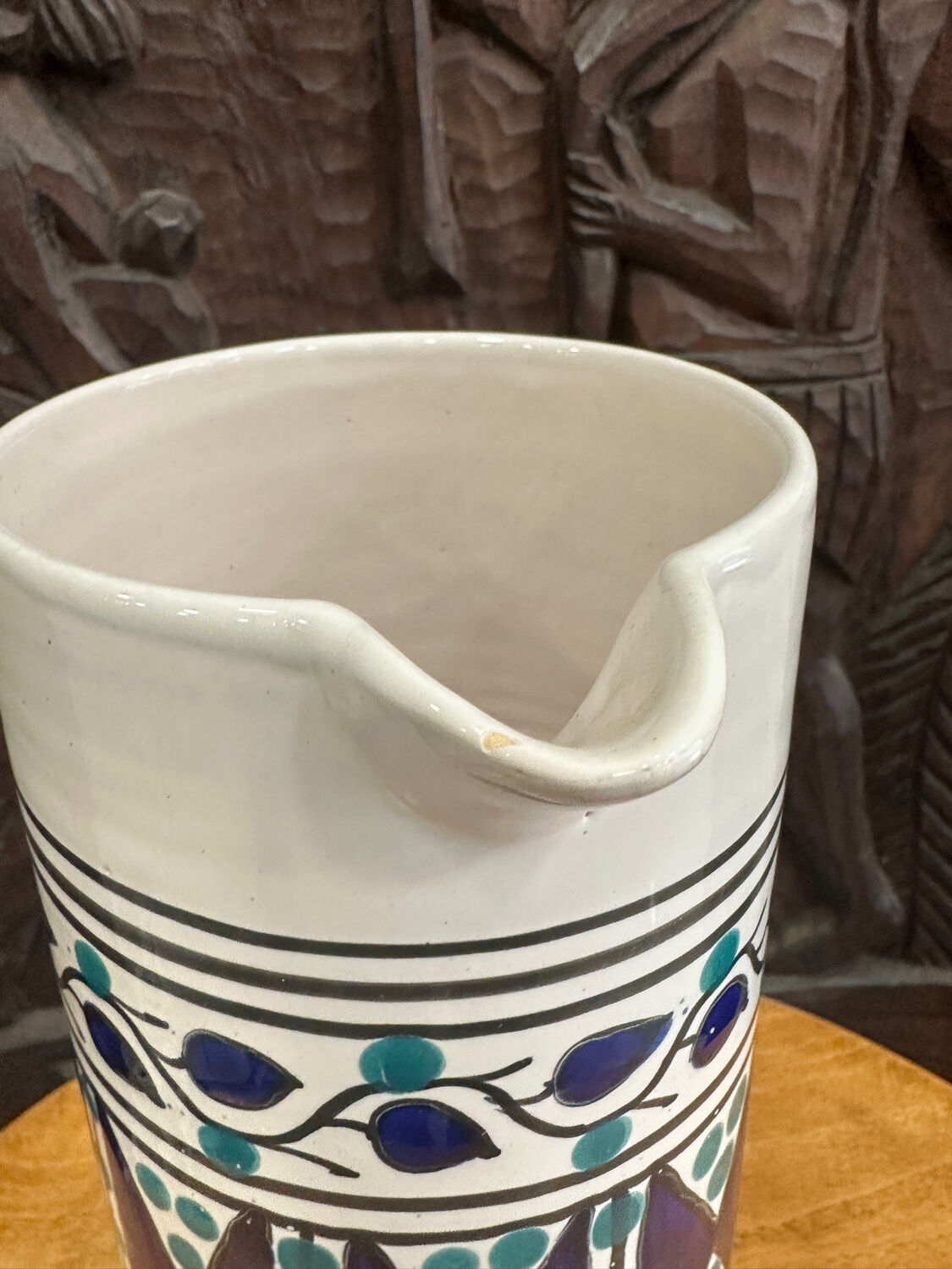 Handcrafted ceramic pitcher from Fes