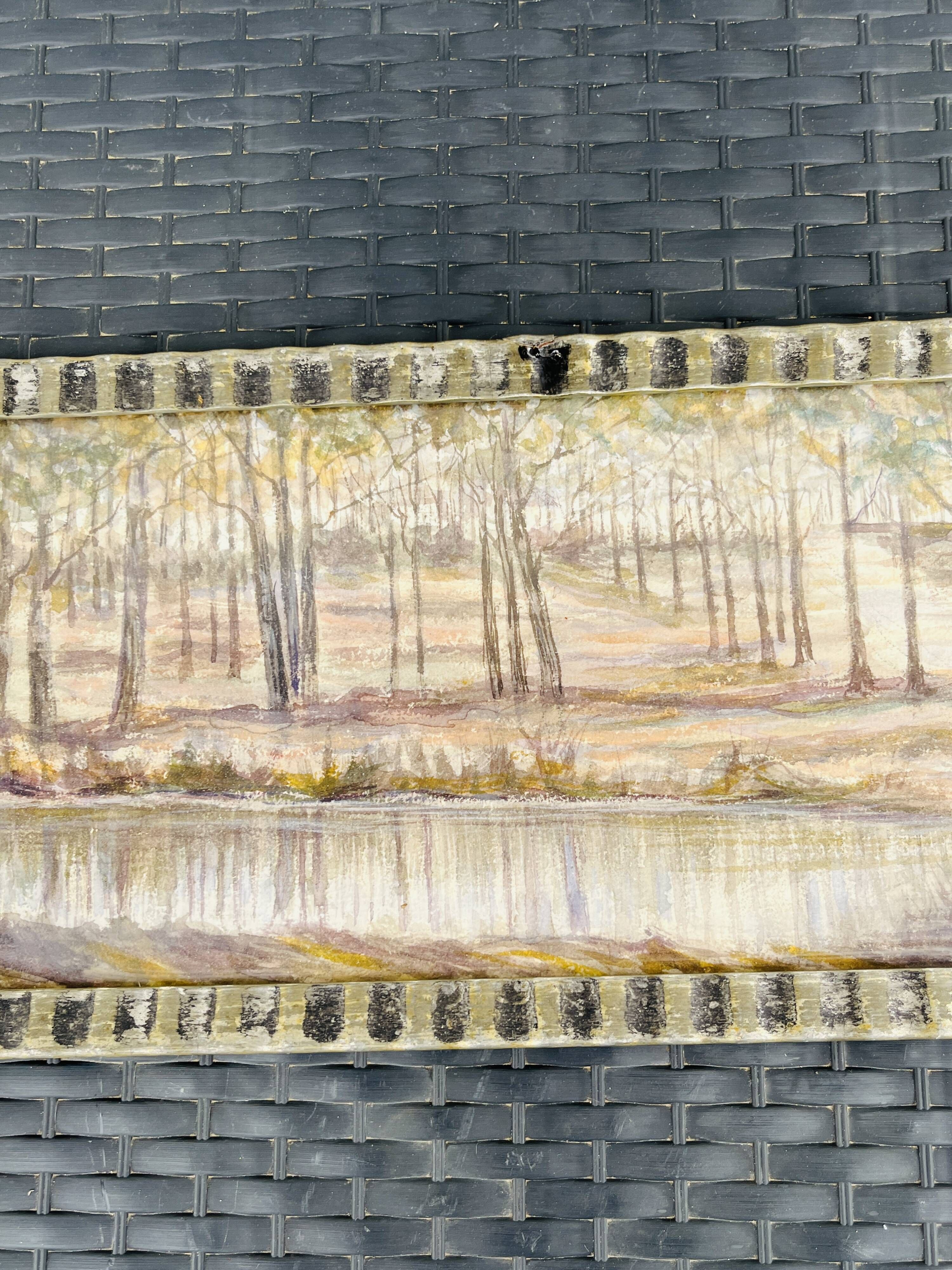 Belgian watercolour Pond in the forest near Chevetogne signed J. Dupont