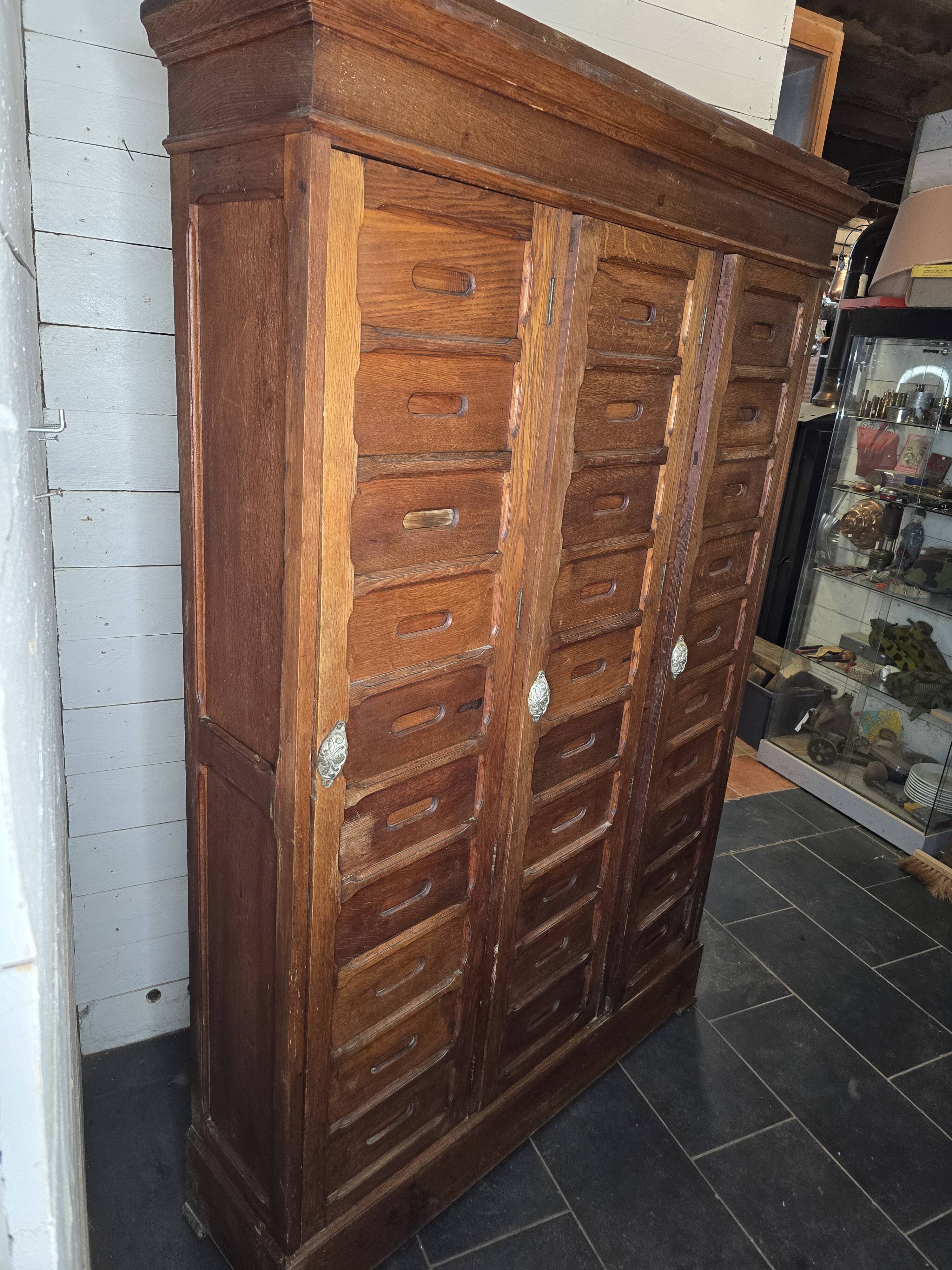 Old solid oak notary's cabinet