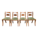 4 regency chairs in solid wood and green velvet suede