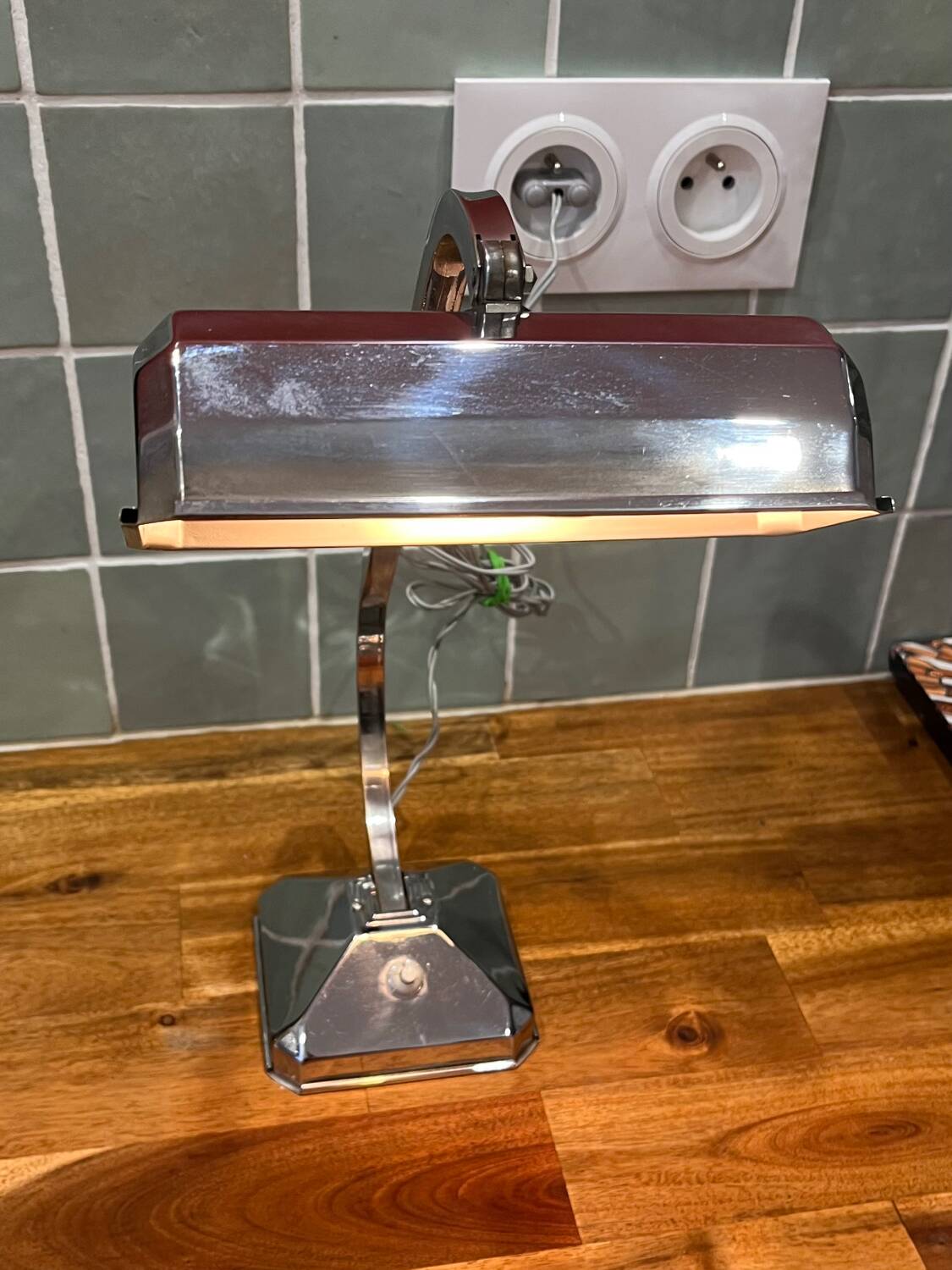 Art Deco lamp in chrome metal