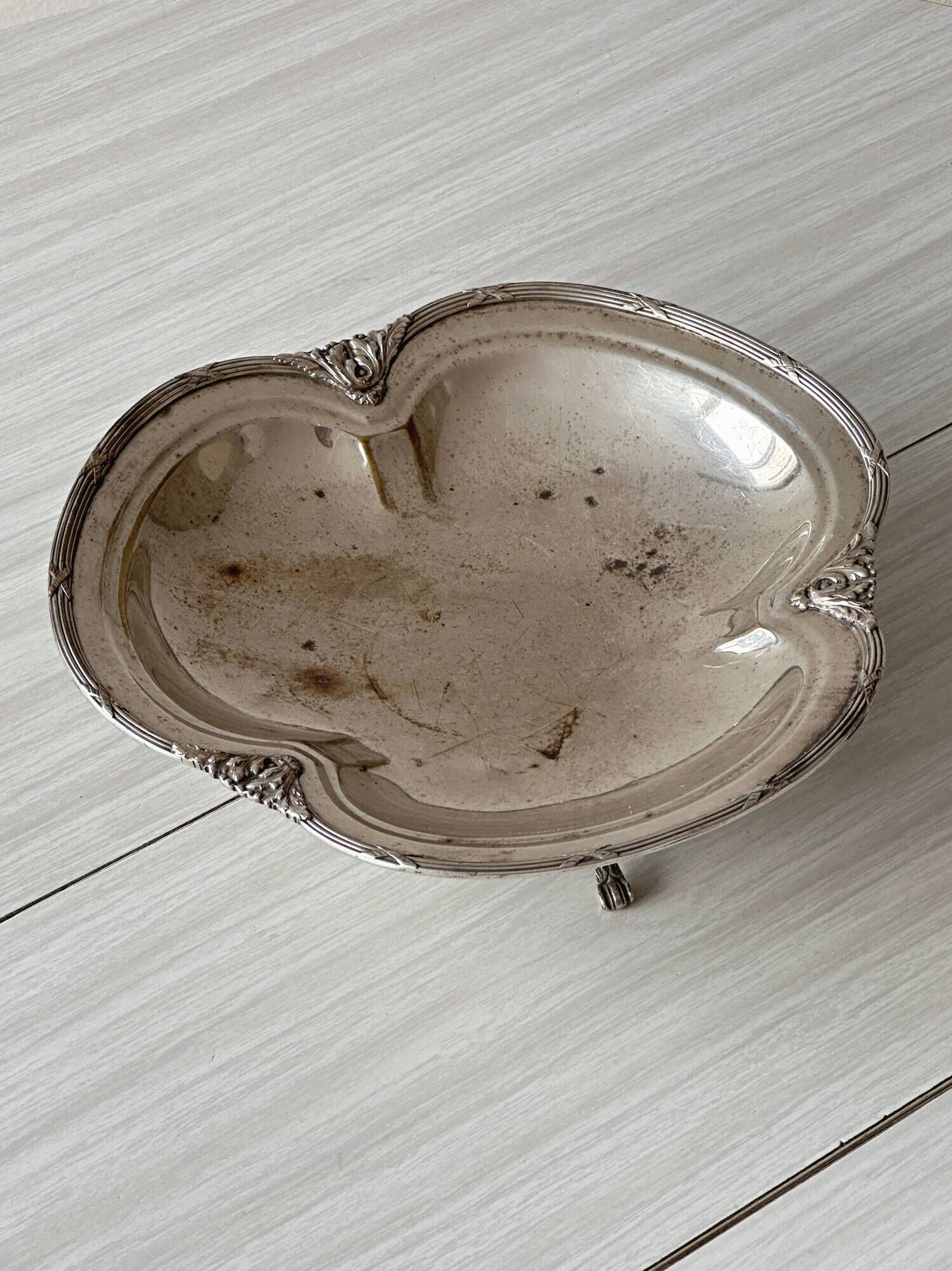 Antique silver plate on cabriole legs