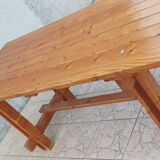 Vintage solid pine table and benches