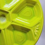 3 assiettes à huîtres art déco décor géométrique vert