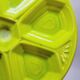3 art deco oyster plates with green geometric decor