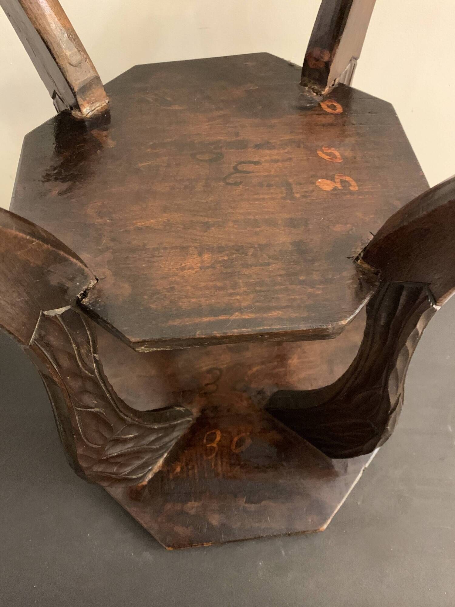 Japanese side table, carved wood, Liberty of London, 1900