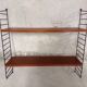 Vintage wall shelf in teak and black metal String Tomado style