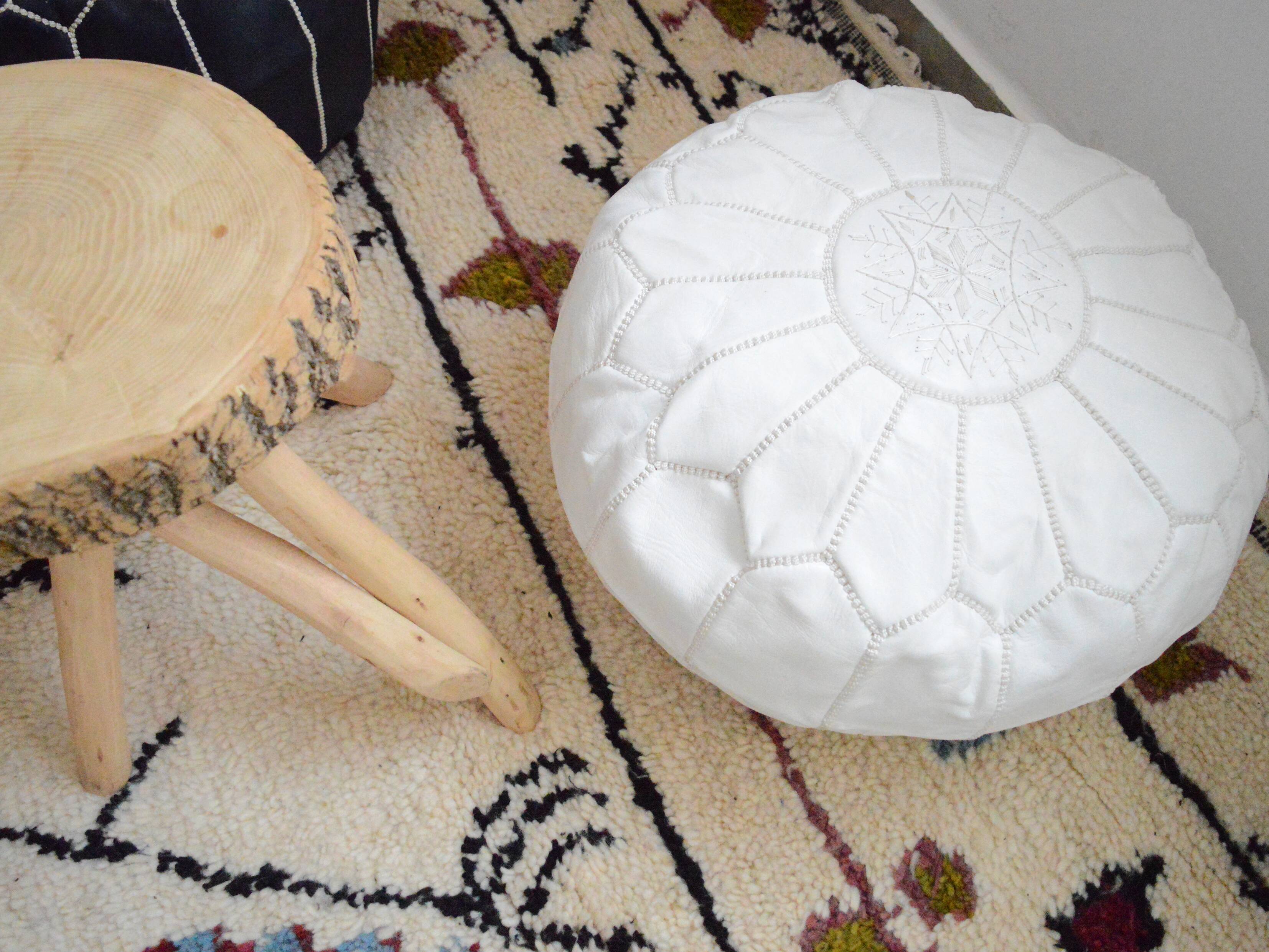 Moroccan leather pouf
