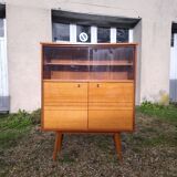 Glass bar veneered wood 50s compass