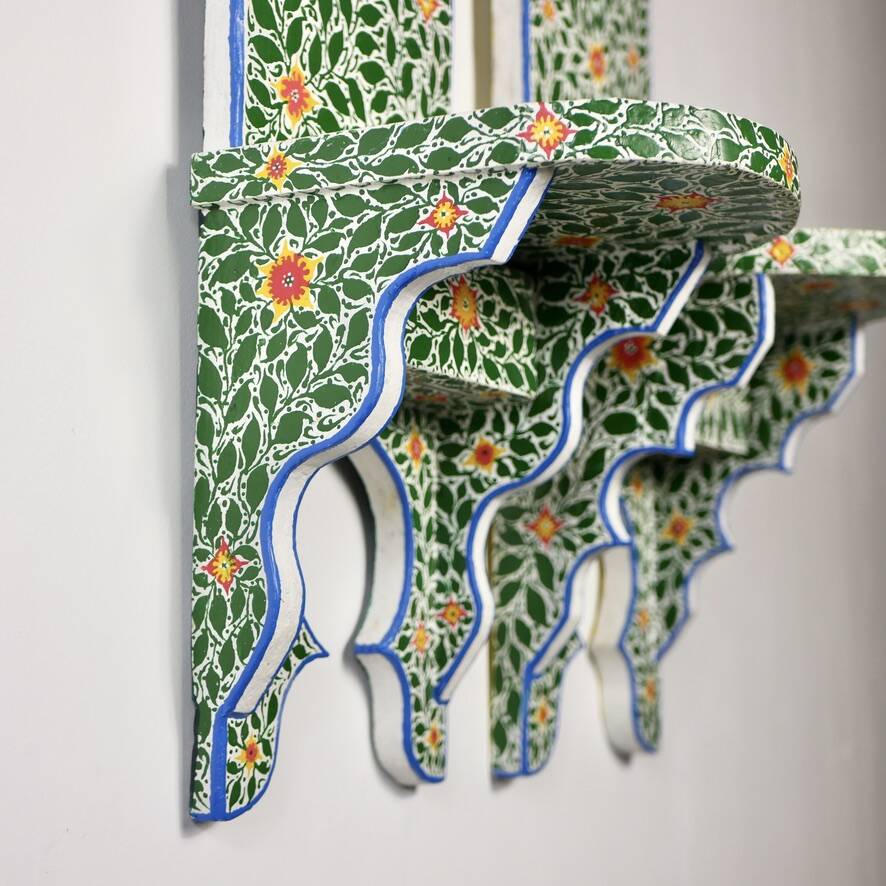 Pair of hand-painted Tunisian bedside tables or shelves