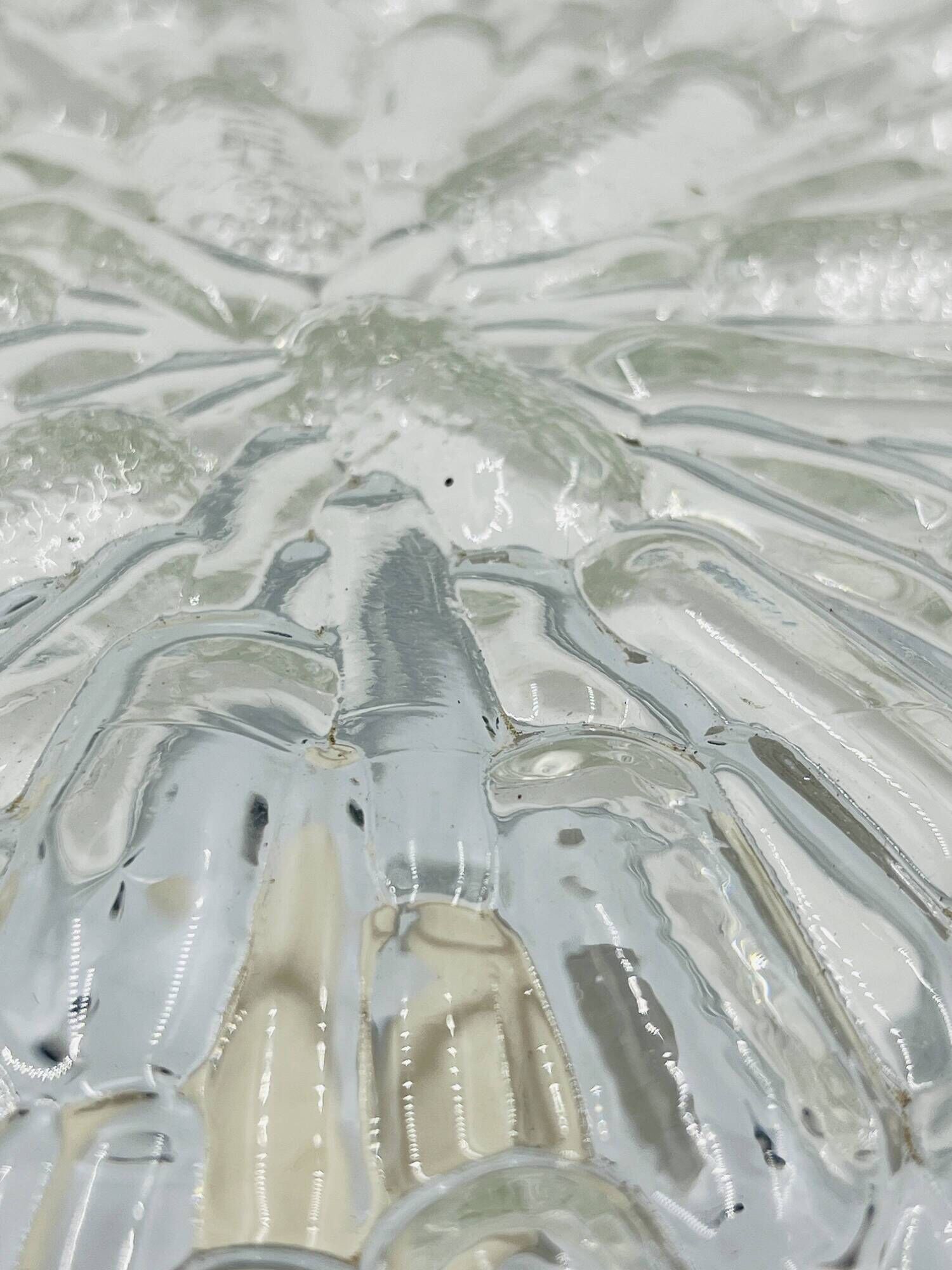 Massive modernist ceiling light in moulded glass