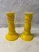 Set of 2 vintage yellow ceramic candle holders