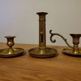 Set of brass candle holders