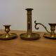 Set of brass candle holders