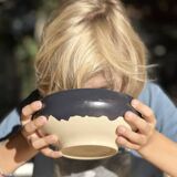 Assiette creuse / bowl noir et beige