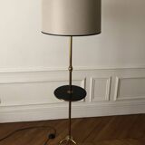 Tripod floor lamp with adjustable height and shelf from the 1960s.