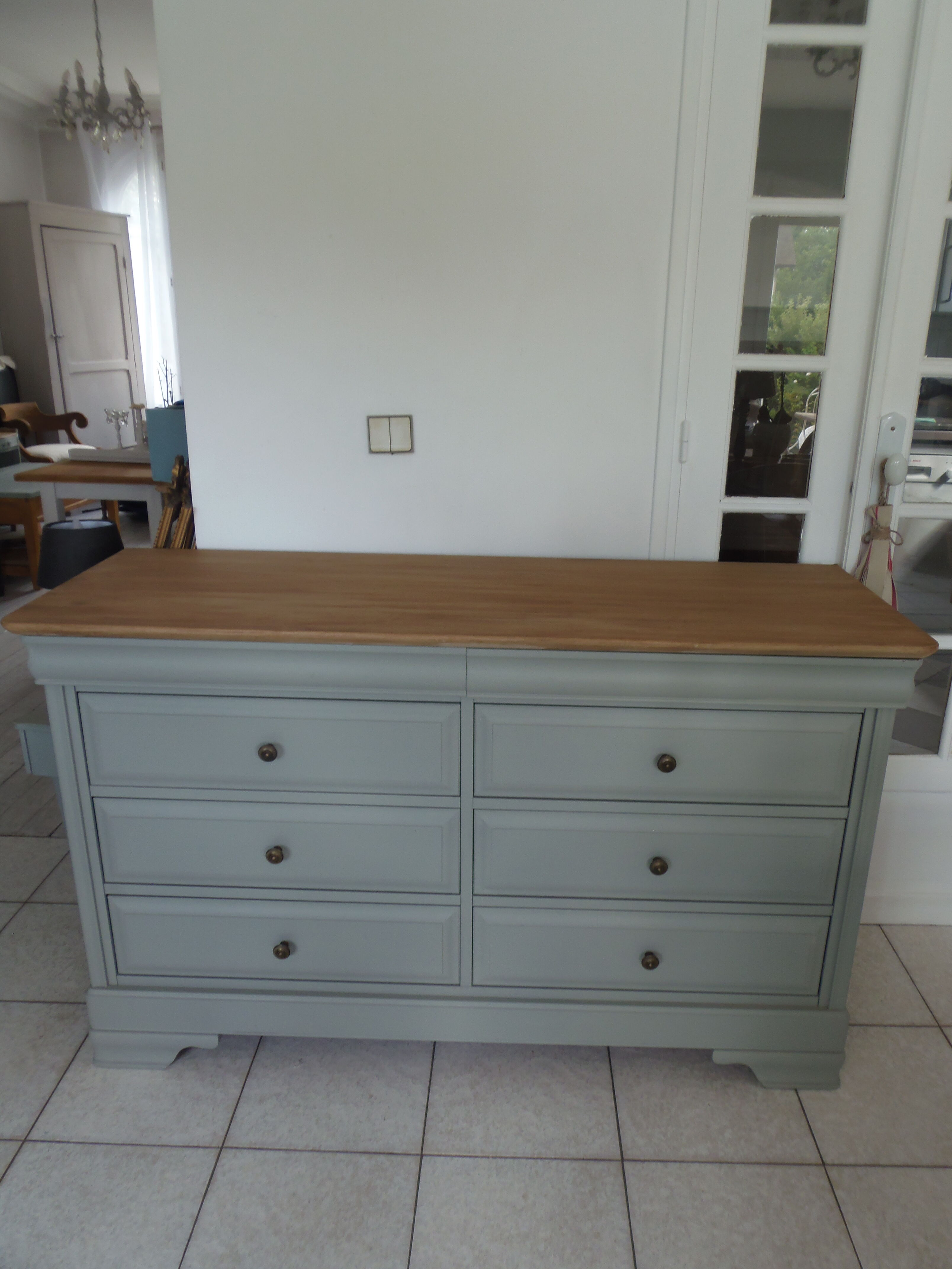 Louis Philippe style chest of drawers, 8 drawers green of gray