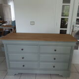 Louis Philippe style chest of drawers, 8 drawers green of gray