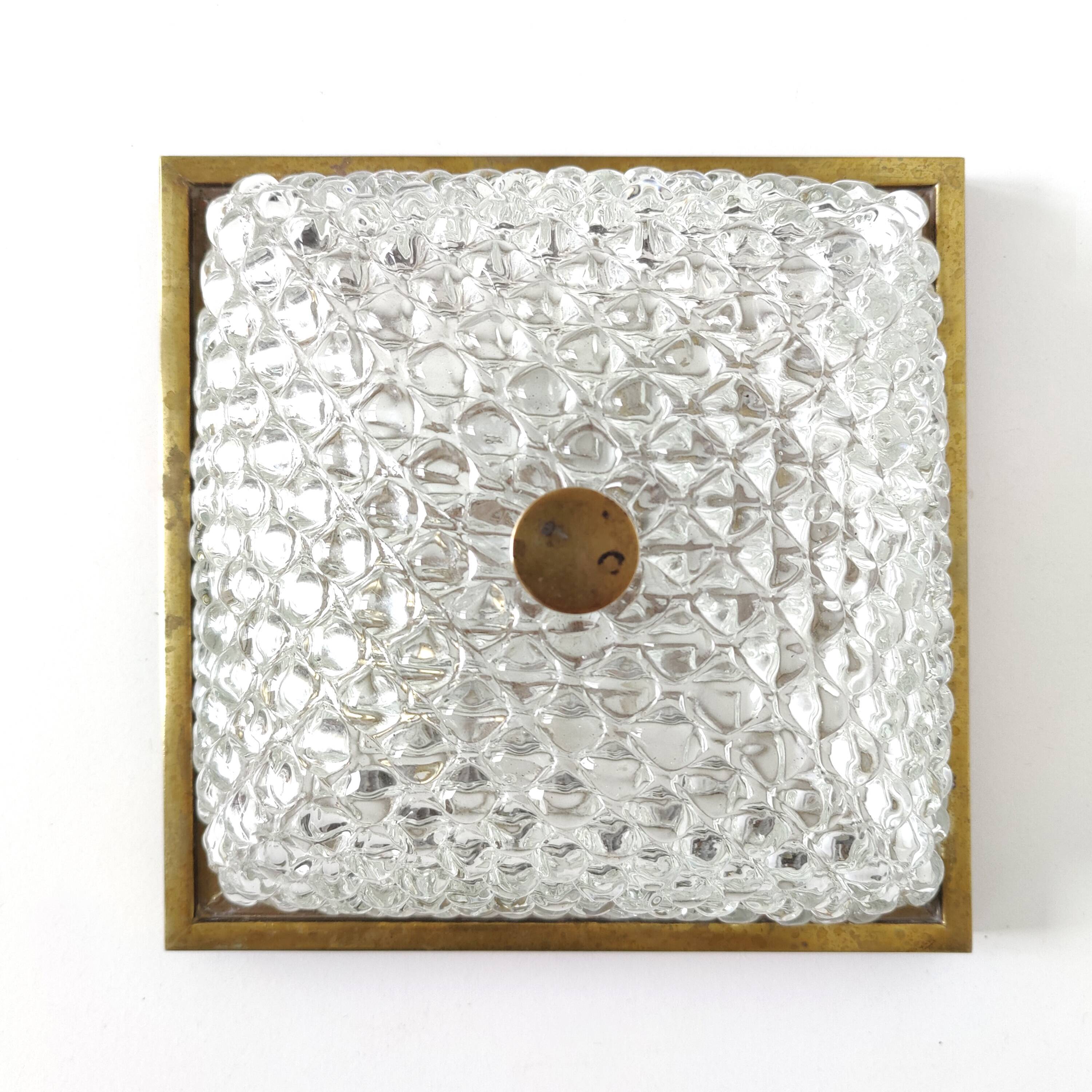 Golden globe ceiling light, bubble glass and brass