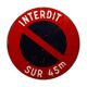 Panneau routier 1965 Interdit 45m