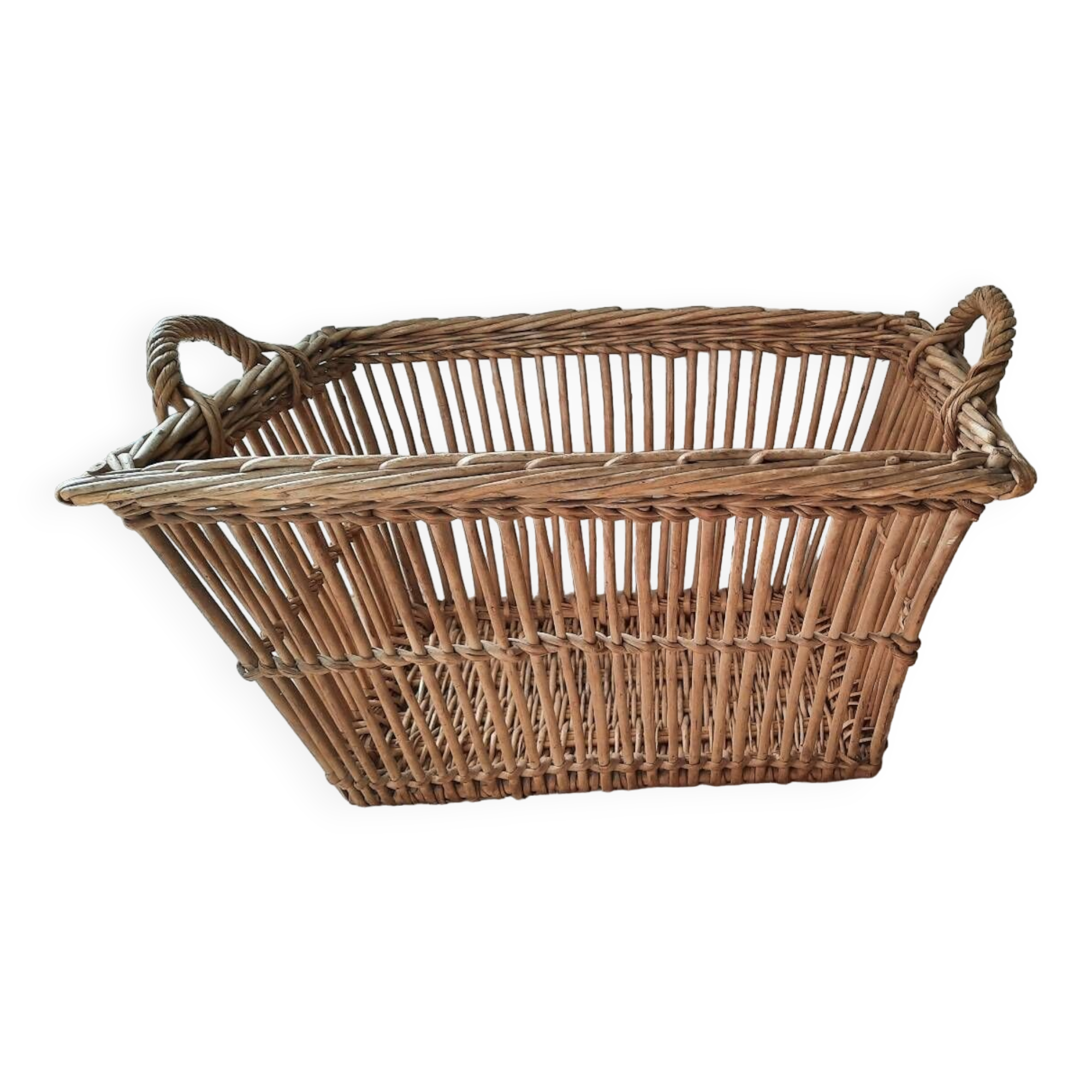 Old rattan laundry basket
