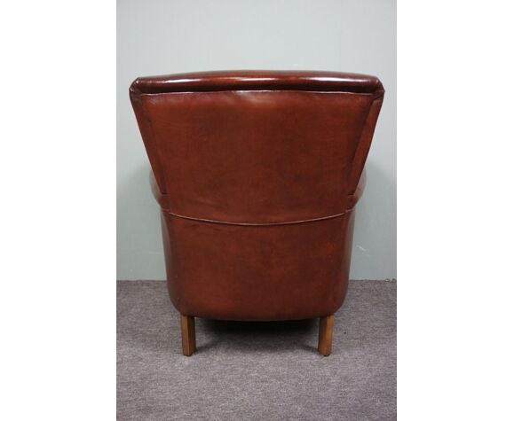 Brown sheep leather armchair