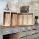 Artisanal workshop bank in patinated wood, circa 1950.