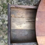 Louis Philippe oval shuttered table in solid cherry wood with 2 drawers.